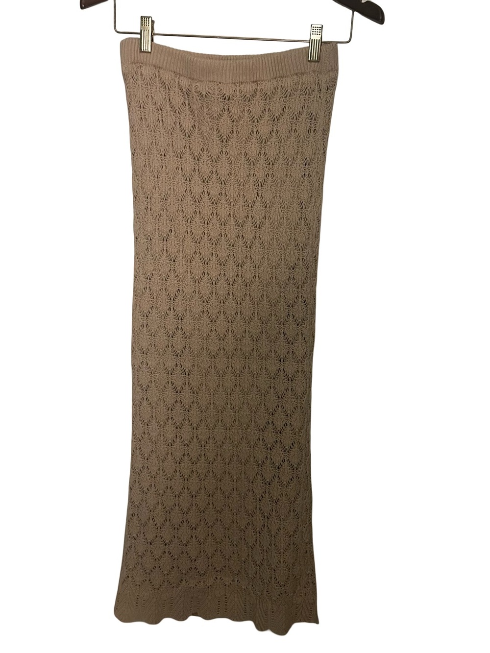 Freshman Taupe Crochet strapless dress- perfect for layering in the fall